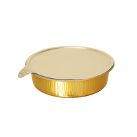 Barquette jetable en aluminium doré HBOLE Y140-410 avec couvercle en PP, emballage alimentaire à emporter, boîte repas commerciale scellée de 410 ml