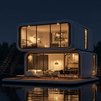 Cabane Apple préfabriquée moderne et élégante, maison capsule modulaire résistante au vent et à l'eau avec intérieur complet pour hôtel et glamping