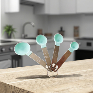 Juego de <span class=keywords><strong>4</strong></span> cucharas medidoras de PP con mango de acero inoxidable duradero, herramientas de cocina de 15ml de capacidad para uso doméstico, tazas medidoras - Product Image 1