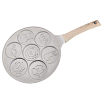 Poêle à crêpes antiadhésive compatible induction 10,5 pouces, mini poêle à 7 moules en forme de dollar argenté pour gâteaux et œufs, idéale pour les cadeaux d'enfants