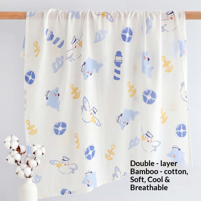 Formaldehyde Free Knitted Bamboo Cotton Baby Swaddle Blanket Double Layer Honeycomb Muslin Wrap Anti Dust Mite Newborn