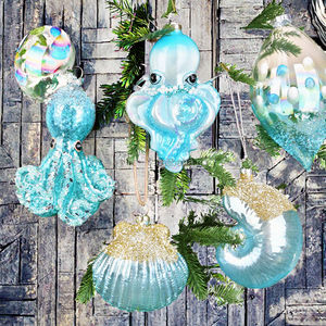 Factory Direct Sales High Quality Handmade Customizable Full Color Marine Animal Christmas <b>Glass</b> Ornaments <b>Tree</b> - Product Image 3