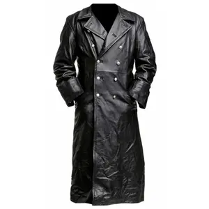 Autumn Retro Windbreaker Leather Waterproof Chaquetas Rectas Para Hombre Mens Trench Long Fur Coat