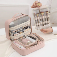Sac de voyage cosmétique grande capacité en PVC transparent avec pochettes mobiles, organisateur de voyage, trousse de toilette et de maquillage – Vente en gros OEM