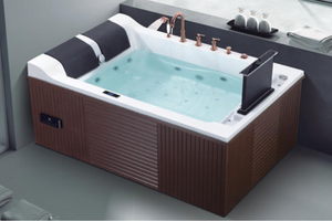 Jacuzzi Interior para 2 Personas con Hidromasaje, Bañera de Hidromasaje para Adultos, Spa Multifuncional, Jacuzzi de <span class=keywords><strong>Madera</strong></span> - Product Image 6