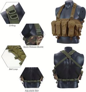 Factory Tactical <b>Chest</b> Vest 7 Pockets Microfiber Synthetic Leather Adjustable X Harness Design for Men Women Outdoor Activity - Product Image 6