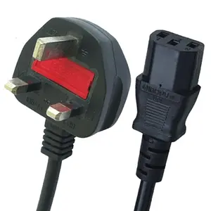 Kabel ekstensi IEC Plug daya Inggris tembaga 1.5m 100% untuk perangkat elektronik