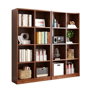 Xiuyuan Spring Scenery Modern <b>Solid</b> <b>Wood</b> Bookshelf 14mm Partition Walnut Color Floor Standing Storage <b>Bookcase</b> Living Room Use - Product Image 5