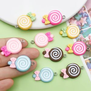 Colorful Resin Lollipop Pendant Charms With <b>Bow</b> For DIY Jewelry Accessories Unisex Gift Fashion Pendants - Product Image 2