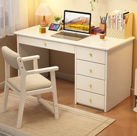 Bureau d'étude en bois massif avec 4 tiroirs et armoire latérale, table d'ordinateur pour bureau à domicile, vente en gros pour chambre et appartement