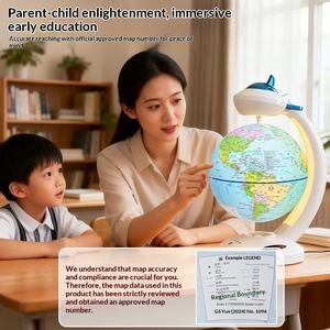 Globe terrestre flottant à lévitation magnétique en plastique MILI avec haut-parleur, lumière LED, horloge rotative à 360°, carte du monde éducative, géographie - Product Image 3