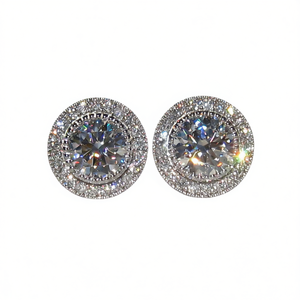 Pendientes de diamantes E3620 chapados en oro, corte brillante redondo, color G, diamantes naturales, joyería clásica de boda para mujer - Product Image 1