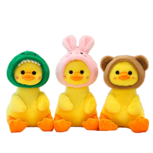 Bán buôn phim hoạt hình đội mũ trùm đầu vịt đồ chơi sang trọng trẻ em ngủ thoải mái gấu búp bê mềm khủng long búp bê cho quà tặng sinh nhật trang trí nội thất - Product Image 1