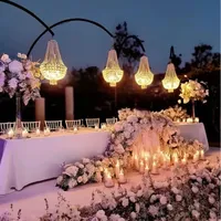 Lustre de mariage en métal doré à LED et cristaux, éclairage décoratif de luxe pour événements et scènes, centre de table, toile de fond, Chine, garantie 2 ans