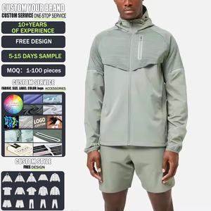 Completi Sportivi da <span class=keywords><strong>Uomo</strong></span>: Giacca Casual con Zip e Pantaloncini Traspiranti ad Asciugatura Rapida, <span class=keywords><strong>Tuta</strong></span> Sportiva per Attività all'Aperto - Product Image 1