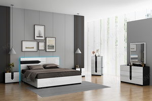 NOVA 1904AA050 Meubles <span class=keywords><strong>de</strong></span> maison Flèche noire et blanche Ensemble chambre Queen / King Size avec fonction <span class=keywords><strong>de</strong></span> rangement - Product Image 6