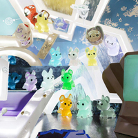 3D mignon paysage jardin dessin animé Miniature chien résine animaux figurines rougeoyant Fluorescent lumineux cadeau de noël artisanat pour les enfants