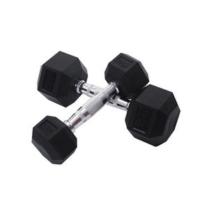 Fabricante TopOne, pesas pesadas, mango de acero chapado eléctrico, mancuernas hexagonales de goma suave - Product Image 1