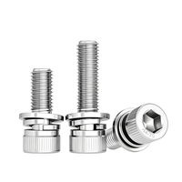 Vis à tête cylindrique Pengchi en acier inoxydable 304 avec rondelle moletée blanche, triple combinaison, système métrique, 10 mm