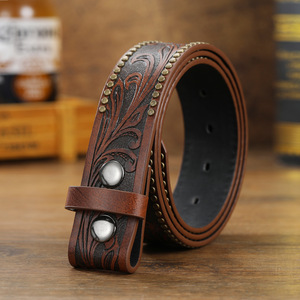 Sangle de <span class=keywords><strong>ceinture</strong></span> en cuir PU de style punk floral en relief occidental <span class=keywords><strong>sans</strong></span> <span class=keywords><strong>boucle</strong></span> Outillage fait à la main <span class=keywords><strong>Ceinture</strong></span> occidentale en cuir pour hommes - Product Image 6
