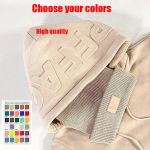 เสื้อฮู้ดดี้ผู้ชายสีขาวแบบเรียบ ปักลายนูนตามสั่ง ทรงโอเวอร์ไซส์ พิมพ์ลายพัฟฟ์ เสื้อสเวตเชิ้ต OEM ขายส่งสำหรับผู้ชาย - Product Image 3