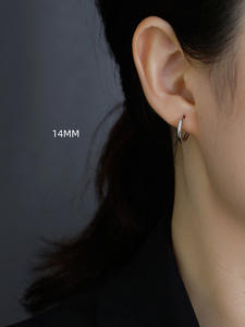 Nieuwe 925 Sterling Zilver Effen Dikkere Ronde Piercing Oorringen Met 4 Verschillende Maten Voor Vrouwen Man - Product Image 5