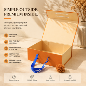 Caja de Regalo Rígida Plegable de Lujo con Diseño de Libro, Impresión Personalizada y Relieve, con Asa y Cierre Magnético, Empaque Premium de Marca - Product Image 1