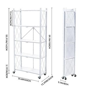Étagères de rangement pliantes à 3, 4 ou 5 niveaux, unités de rayonnage métalliques pour le rangement, étagères de cuisine <span class=keywords><strong>sur</strong></span> roulettes, étagères de garde-manger, bibliothèque - Product Image 2