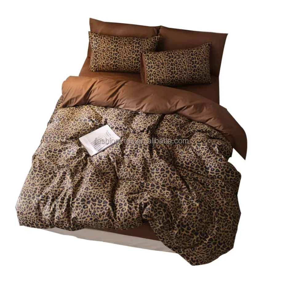 leopard grain wild print Wholesale Retail China manufacture quilt cover duvet cotton bed sheet bed