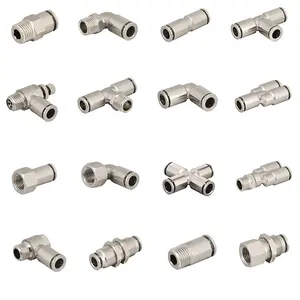 Metal Stainless Steel Rapid 1 Touch Push In To Connect Pneumatic Elbow Angled MPL Quick Fitting For Hose 8mm + 1/4" Thread