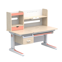 Bureau d'étude ergonomique moderne pour enfants, réglable en hauteur, avec étagère multi-niveaux, table scolaire en bois durable pour la maison