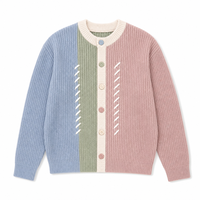 Herren Asymmetrischer Colorblock Grobstrick-Cardigan, Winter Oversized Pullover mit Fallschulter, OEM/ODM Individuelles Logo, Großhandel mit Niedriger Mindestbestellmenge