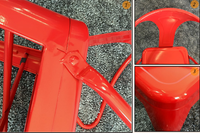 Chaises de bar et de restaurant de style industriel américain en fer forgé, avec dossier, carrées, en métal orange, pour intérieur et extérieur