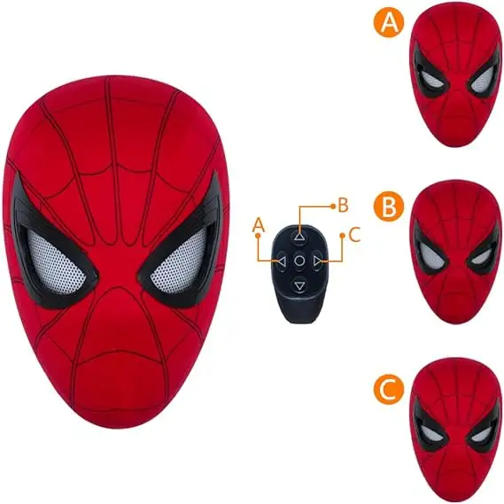 Party Flashing Spiderman Mask Beauty Red Skin Light Full Face Depointer Life Led Spiderman Mask with Rechargeable Bluetooth