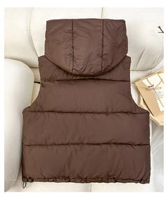 Sombrero desmontable chaleco para mujer 2024 nueva versión coreana Chaqueta de algodón con capucha y Chaqueta corta de algodón - Product Image 5