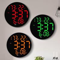 Jam Dinding Digital LED Bulat Modern AIKS 10 Inci dengan Remote Control, Tampilan Suhu dan Kelembapan, Peredupan Otomatis, OEM ODM