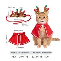 Ensemble Cape et Bandeau à Cornes de Noël pour Animaux de Compagnie – Costume Festif pour Chats et Chiens, Motif Uni avec Bandeau à Cornes et Cape