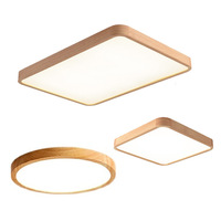 Plafonnier LED rond moderne et minimaliste, fin, écologique, à montage en surface, en bois, à intensité variable, pour chambre et salon