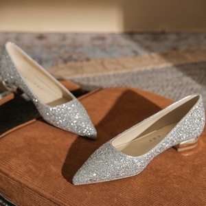 Zapatos Planos Franceses con Punta en Pico y Diseño de Perlas para Mujer, Patrón Geométrico, Parte Superior de Cuero Genuino Impermeable, Ligeros - Product Image 2