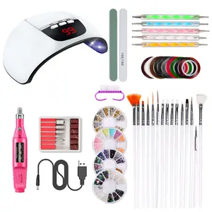 USB Nail Drill 54W Dryer Lamp Dotting Pen Brush File Rhinestones Set for Manicure Nail Art Tools Kit