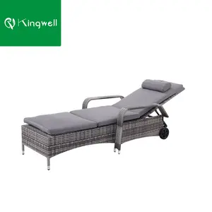 Comodi mobili in vimini in vimini in rattan regolabile da giardino con piscina letto letto da salotto con ruote