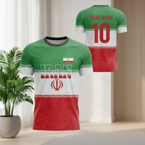 Maglia da Calcio dell'Iran Personalizzabile con Nome e Numero, Rossa Bianca Verde, Maglietta per Tifosi, Attrezzatura da Calcio - Product Image 3
