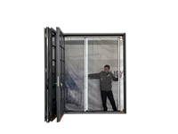 Porte pliante en aluminium Penjoy, moderne, extérieure, étanche, à isolation acoustique horizontale, avec verre multi-panneaux pour cuisine