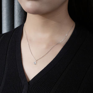 Collier en or blanc 9 carats avec diamant poire Messi Jewelry MSN-955 en stock - Product Image 4