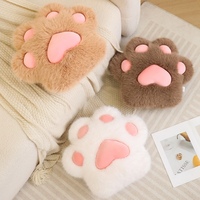 Coussin en peluche rose en forme de patte de chat ou d'ours, long et moelleux, pour décoration d'anniversaire et cadeaux, style dessin animé