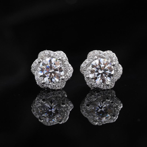 1CT Moissanite Twist Flower Engagement Ring - S925 Sterling <b>Silver</b> Elegant Wedding Party Daily Fashion <b>Stud</b> Earrings - Product Image 3