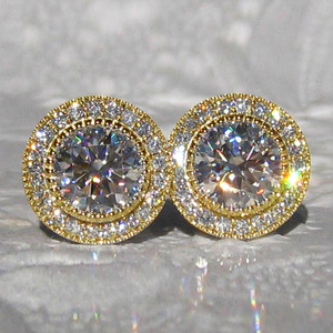 Orecchini a Perno Rotondi per Donne, Eleganti con Zirconi Incastonati, Gioielli Classici per Uso Quotidiano - Product Image 3
