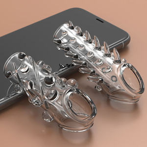 2Pcs/set Spiny <b>Cock</b> Ring Reusable Delay Ejaculation Penis <b>Sleeves</b> - Product Image 2