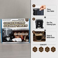 Tablettes de nettoyage pour machine à café ZouRunAn, 36 pièces, détartrage puissant sans résidu, approvisionnement d'un an et plus, entretien du café, vente en gros