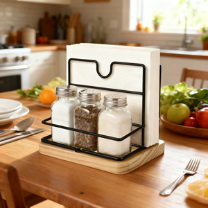 Portarrollos de Cocina Multiusos de Bambú y Acero Inoxidable con Diseño Moderno y Almacenamiento sin Plegado - Product Image 1